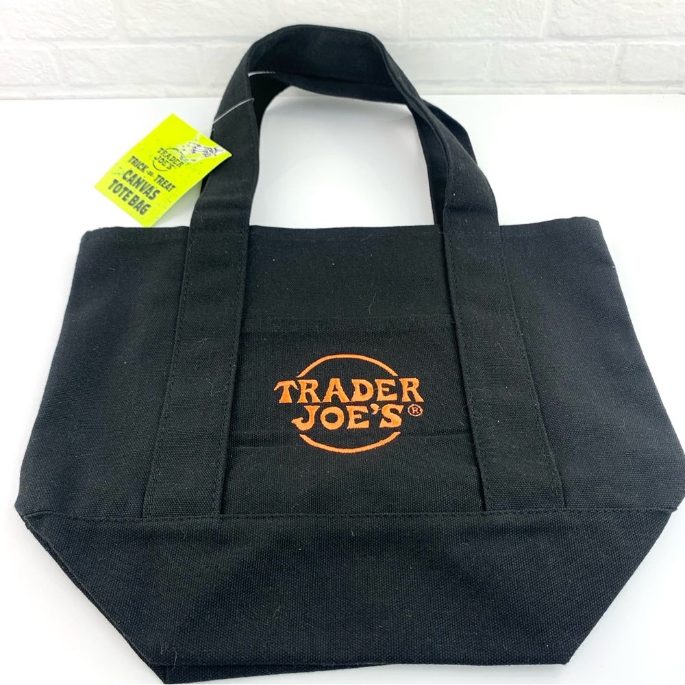 NEW! Trader Joe's Halloween Mini Tote Bag Black/Orange